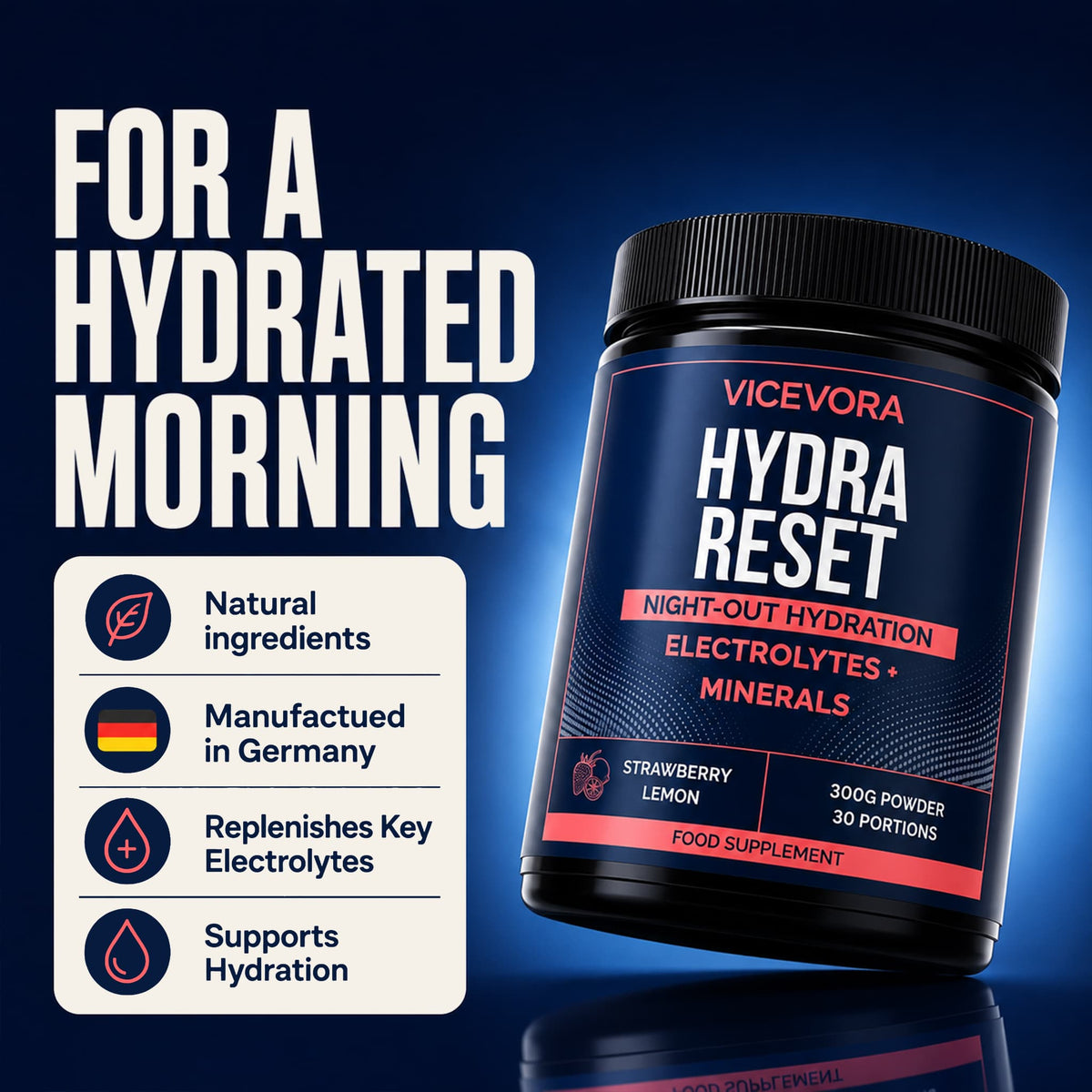 Hydra Reset product graphic for hydration after a night out