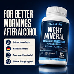 Night Mineral product graphic for sleep and recovery support after drinking