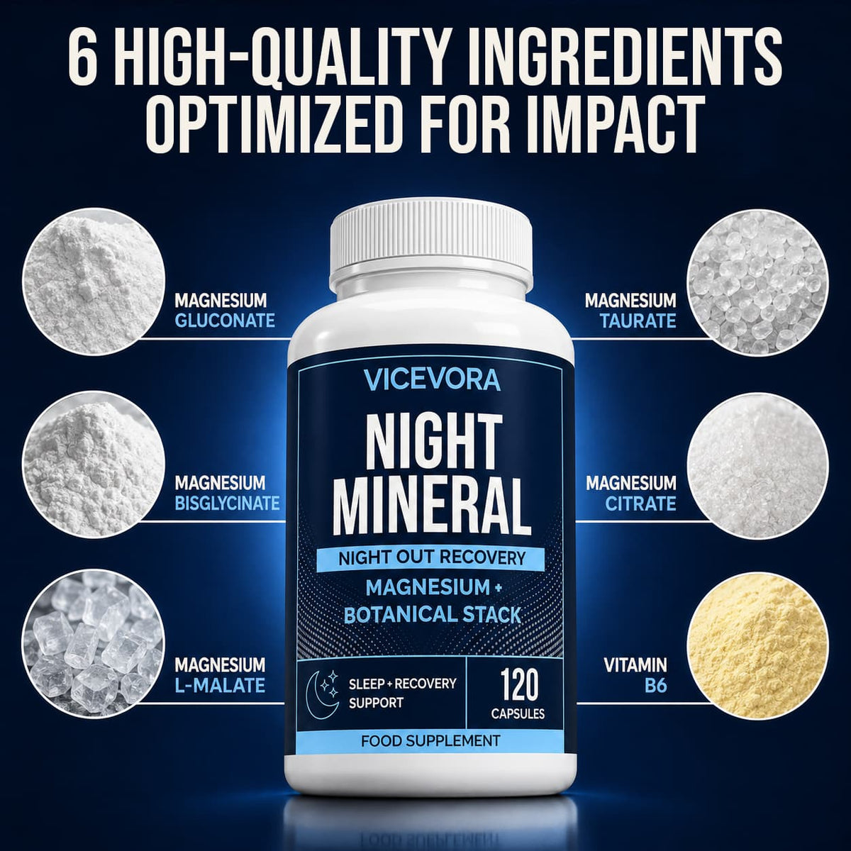 VICEVORA Night Mineral with five forms of magnesium and vitamin B6