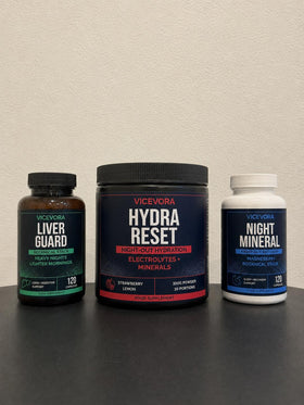 Liver Guard, Hydra Reset and Night Mineral lined up together